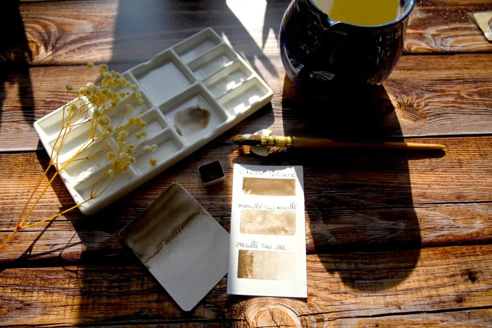 Ébène satinée Cœur d'aquarelles acheter aquarelle artisanale