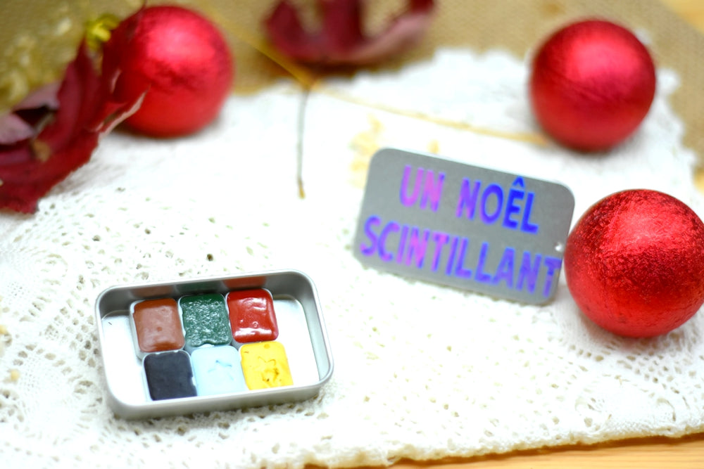 Palette NOEL SCINTILLANT Cœur d'aquarelles acheter aquarelle artisanale