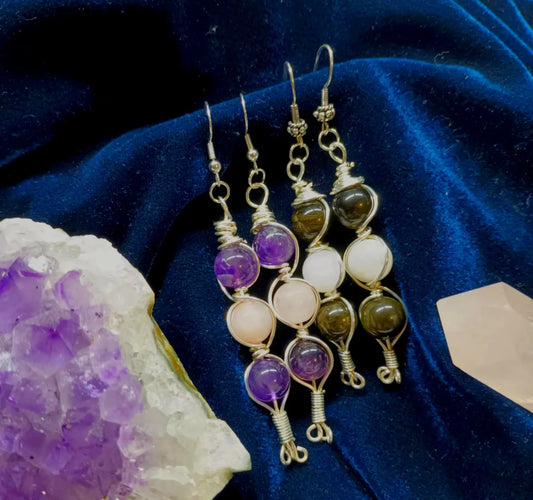 boucle d'oreille, wire wrapped