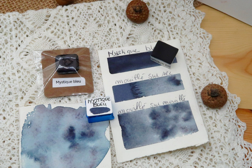 Bleu mystique Cœur d'aquarelles acheter aquarelle artisanale