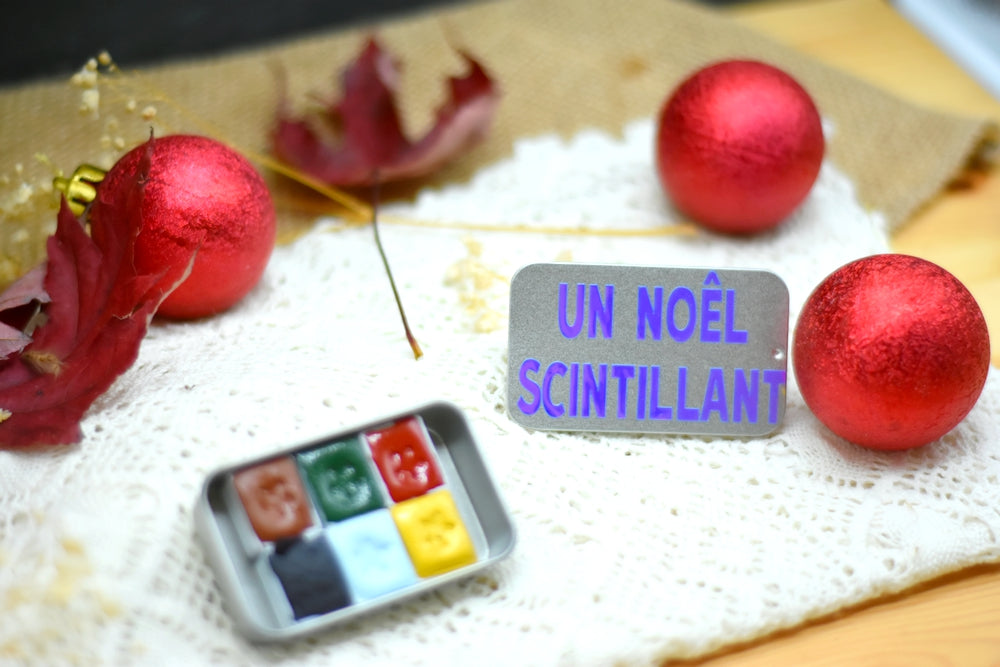 Palette NOEL SCINTILLANT Cœur d'aquarelles acheter aquarelle artisanale